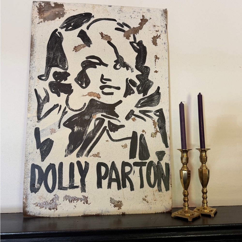 Dolly Parton Rustic Wall Art - Black on Cream